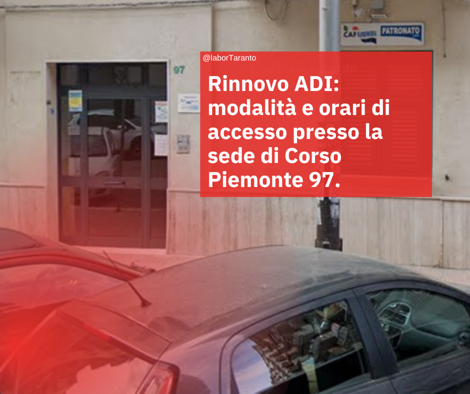 Rinnovo ADI: modalità e orari di accesso presso la sede di Corso Piemonte 97.